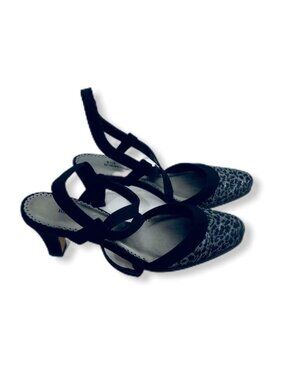Ros Hommerson Kitten Heel Slingbacks H31282 6 M Silver Leopard Almond Toe